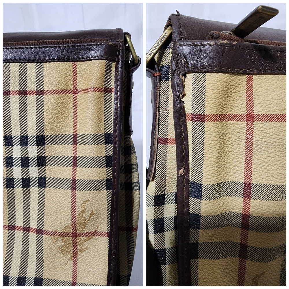 Burberry Haymarket Check Flap Crossbody Bag Brown/ Beige - Picture 9 of 16
